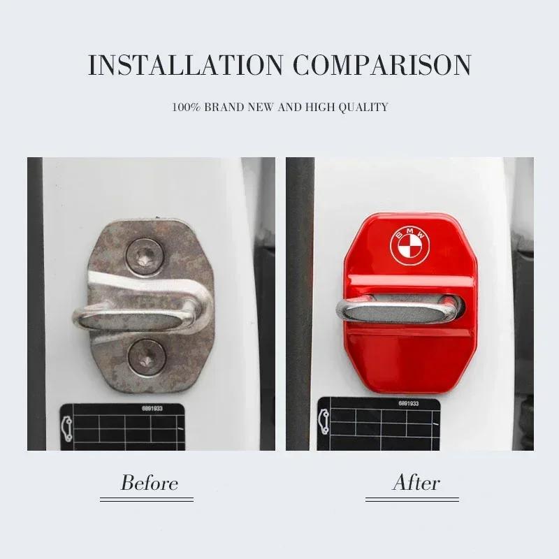 BAGV1 Car Sticker 4Pcs Titanium Alloy Car Door Lock Protective Cover For BMW E46 E90 E60 F30 F10 E39 E36 F20 G20 G30 E92 E87 E91 X5 E7