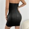 Sex underwear sexy tube top tight leather strap dress temptation hollow one-piece hip skirt