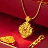 Gold-Color Hollow Four-Leaf Flower Pendant Necklace - High-End Women's Fashion Jewelry