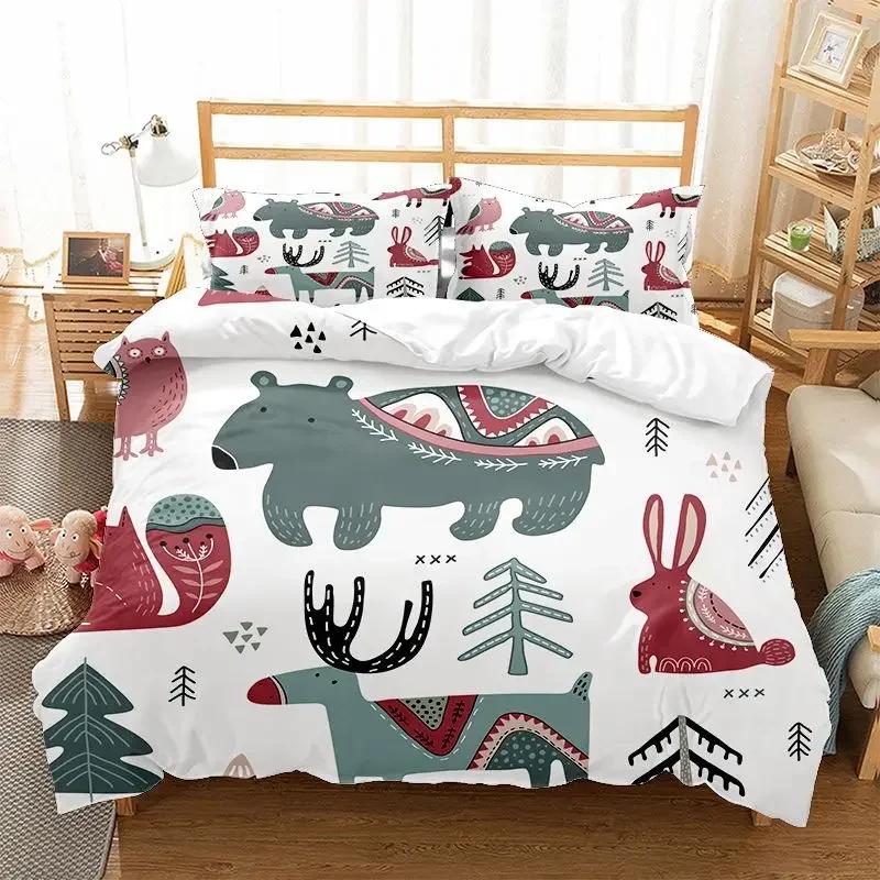 Comforter 3D Print Snowflake Treeowlfox Christmas + S Deer Rhino Bedroom Bedding For Teen Boy Girls Single Double