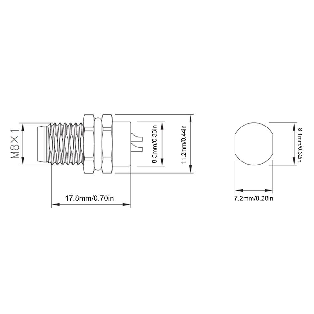4Pin M8 Needle Socket Back Board Mounted Industrial Connector Aviation Connector  Field Assembly