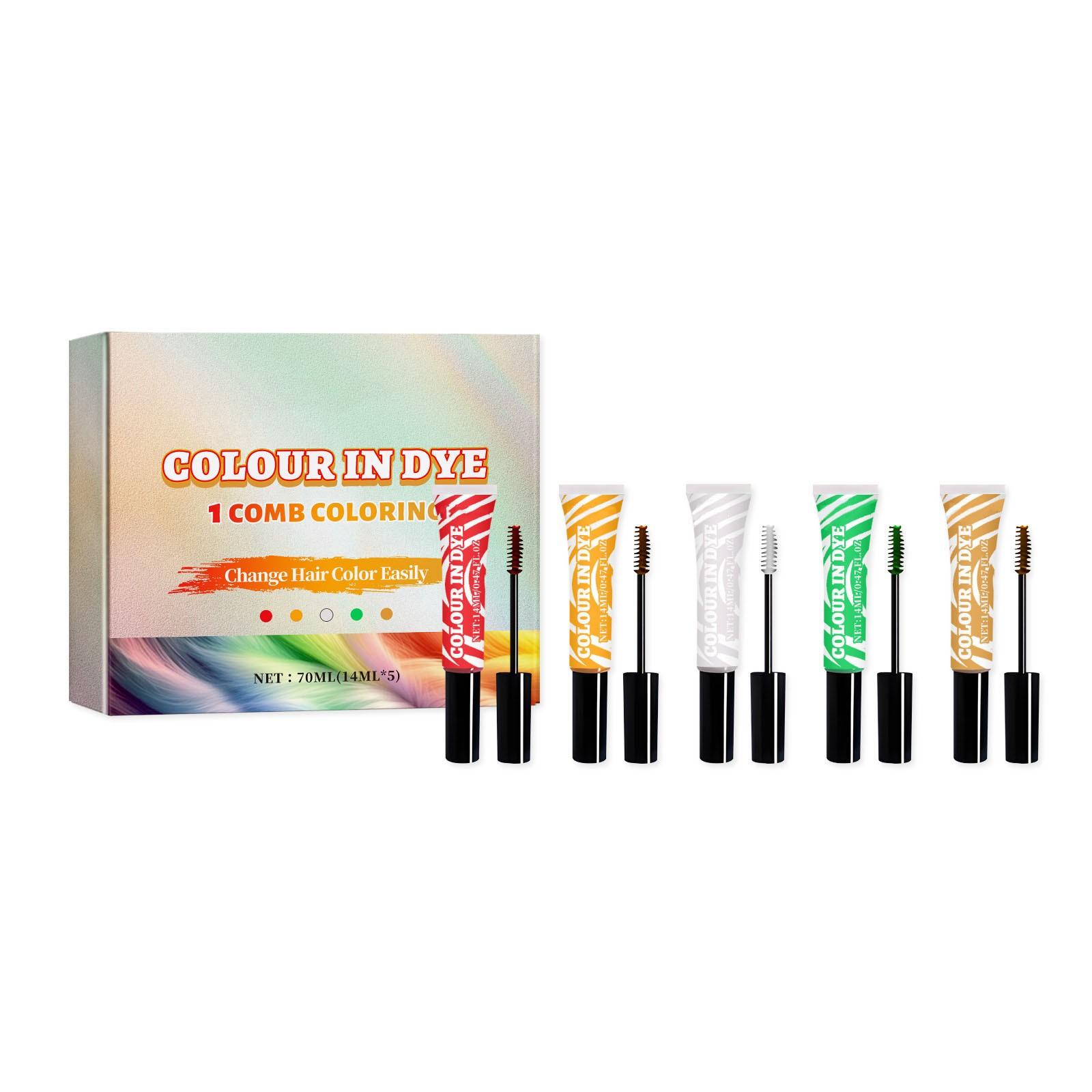 

Воск для волос, временный воск для волос, натуральная окраска для причесок, для мужчин, женщин, вечеринок, косплея, 14 мл*5 One Size