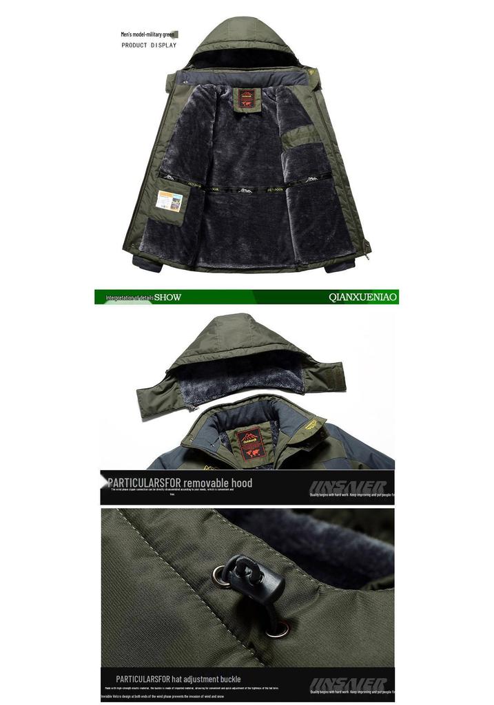 Men's Winter Windproof Fishing & Mountaineering Jacket - Plus Velvet, Cold Resistant, Thickened Outdoor Assault Suit