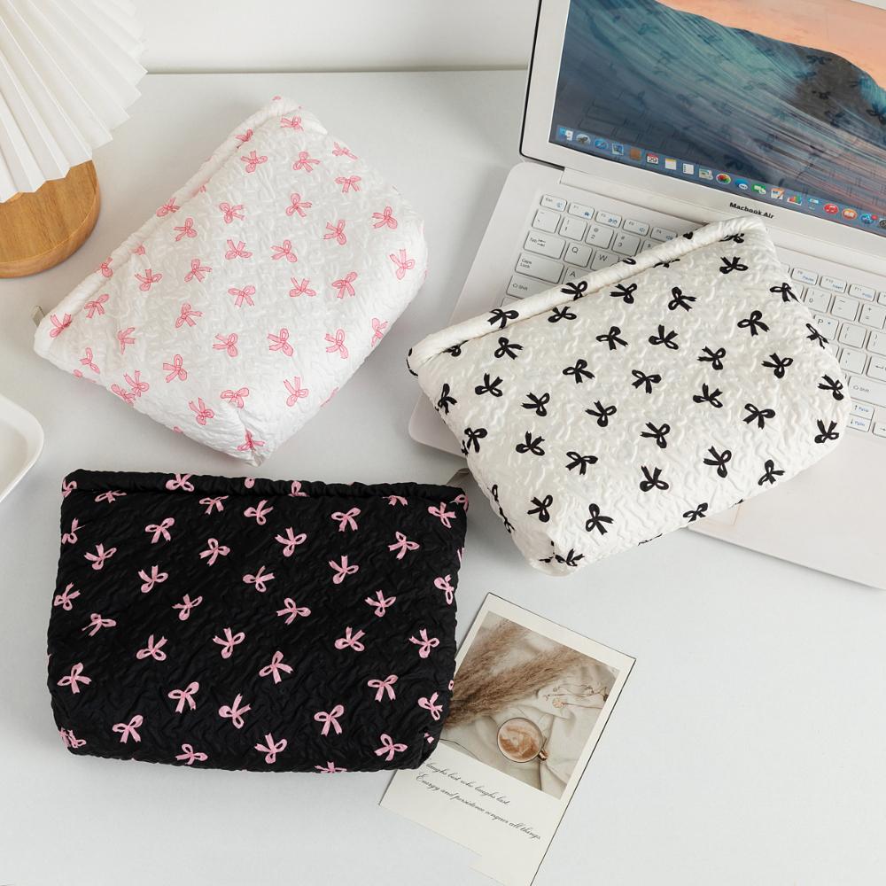 Bowknot Style Makeup Bag Large Capacity Cute Cosmetic Organizer Portable Travel Toiletry Bag for Women Washing Pouch Storage Bag