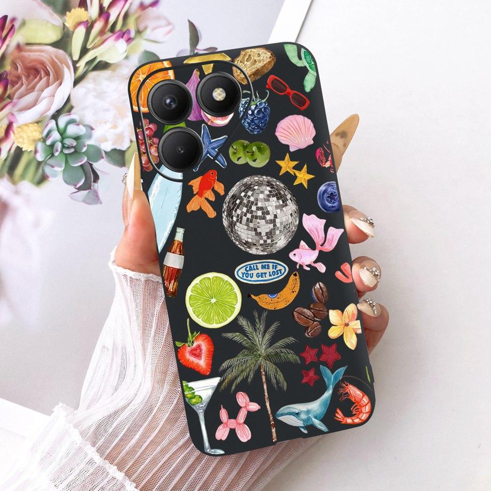 Casing For Tecno Pova 7 4G 5G LJ6 LJ7 Phone Case Pova 7 Pro Pova7 Ultra Cases Cute Cartoon Animals Dragon Lion Soft Black Cover