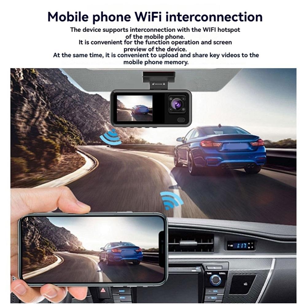 2/3-Kanal WIFI Auto DVR, Hochauflösende 1080P In-Car Dashcam mit drei Kameras, Videoaufzeichnung.