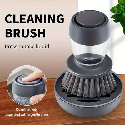 1 pièce Brosse de nettoyage multifonction pour casseroles et vaisselle avec distributeur de savon et support - Brosse à récurer en plastique durable pour évier de cuisine