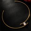 Minimalist Gold Color Teardrop Rhinestone Choker Necklace for Women Open Collar Alloy Torque Necklace Elegant Party Jewelry Gift
