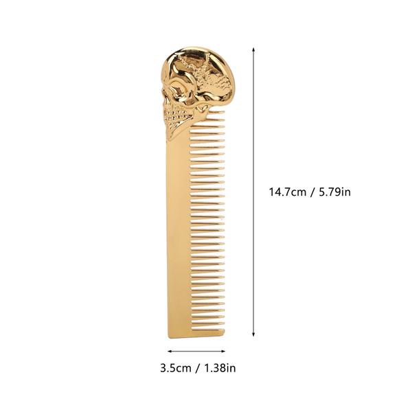 Pocket Beard Comb,Hairdressing Comb,Skull Pattern Hair Styling Mustache Shaping Oil Hair Comb