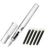 Pilot Kakuno Fine-Point Fountain Pen, Clear Body, with 5 Black Ink Cartridges