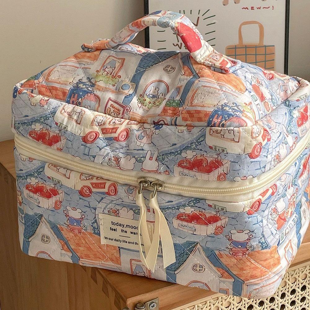High Quality Cartoon Animals Pattern Makeup Bag Large Capacity Zipper Pouch Quilted Bag Toiletry Bag Travel Organizer