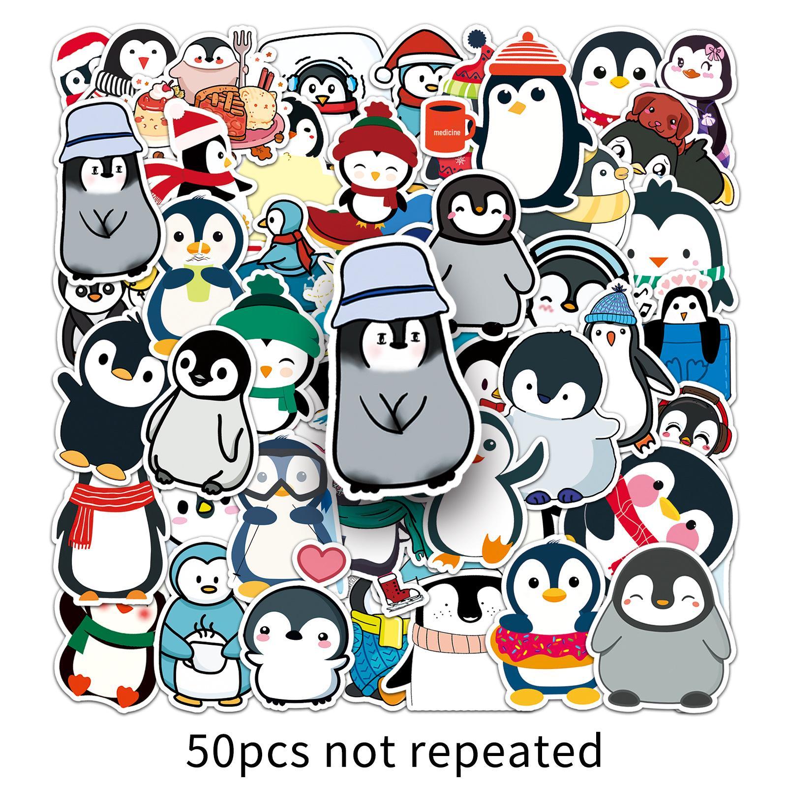 

50 Cute Waterproof Cartoon Penguin Stickers for DIY Decoration, Journal, Water Bottle, and Suitcase