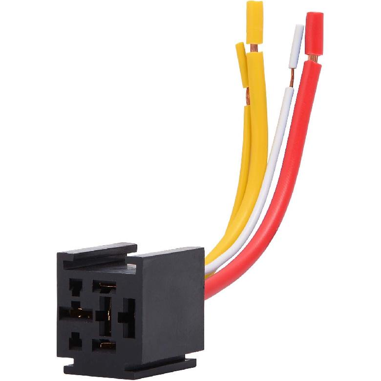 EHDIS 4-Pin Car Truck Motor Heavy Duty 80A 12V On/Off Normally Open SPST Relay Socket Plug With Harness - 4 Wire Automotive Model JD2912-1H-12VDC 80A