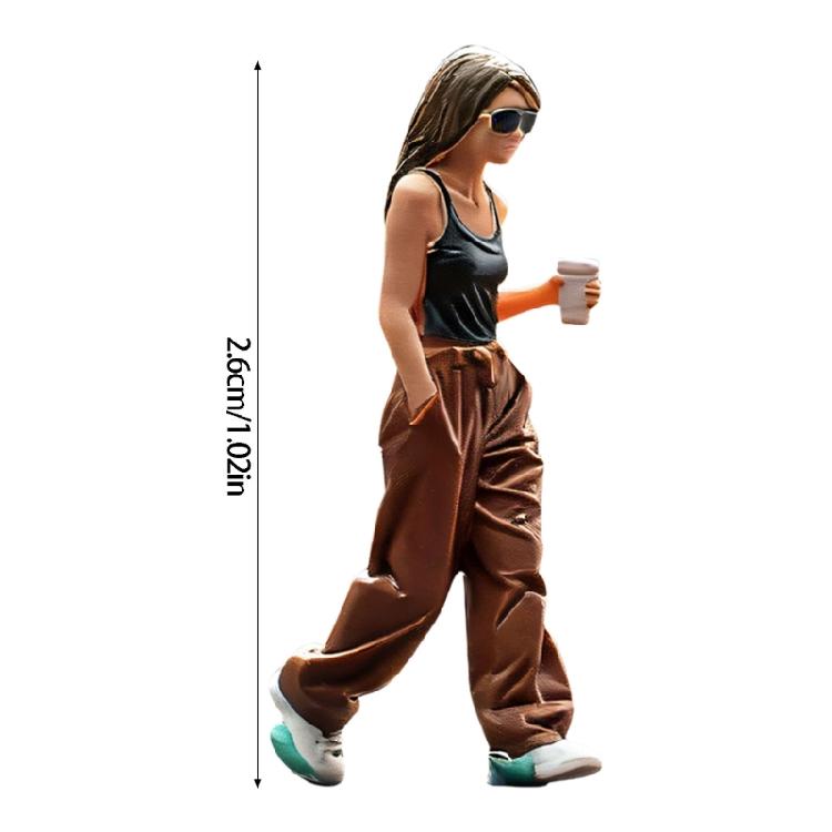 Realistic Coffee Girl Figure Model 1:64 Scale Hand Painted Miniature Figures for Dioramas Props,Photography Collector