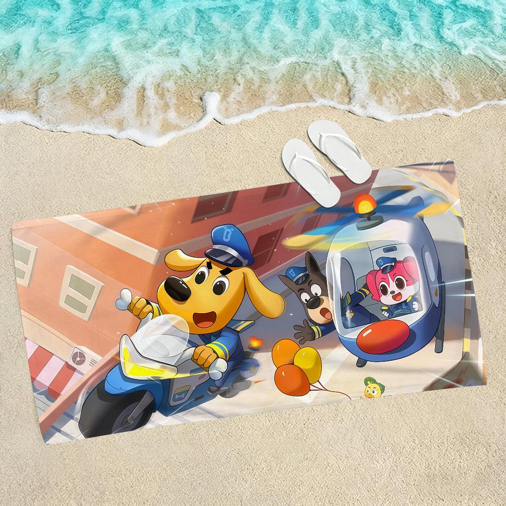 Cartoon S-Safety S-Sheriff L-Labrador Towel Towels For Beaches Yoga Studios Gyms Hot Springs Swimming Pools And Picnics