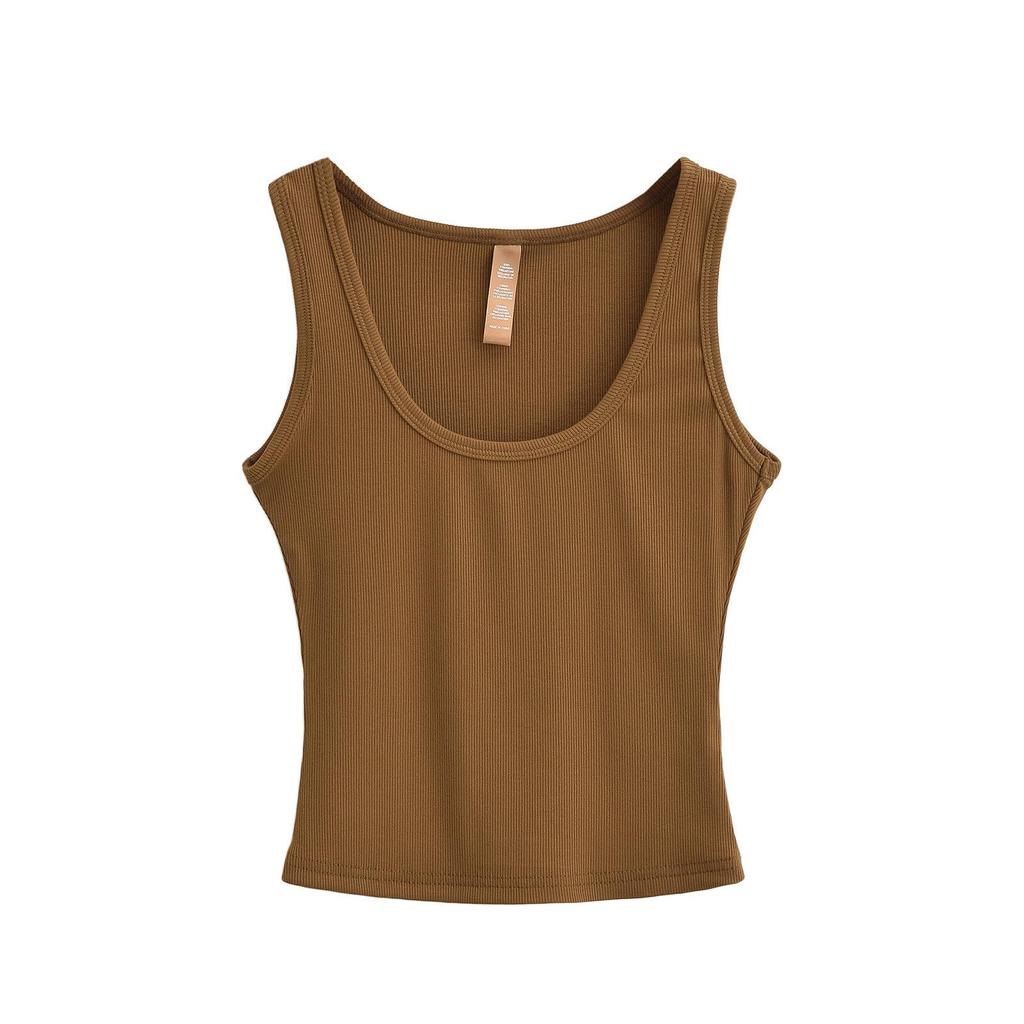 2024 Spring/Summer U-Neck Slim Fit Sleeveless Tank Top: Women's Solid Color Bodycon Camisole
