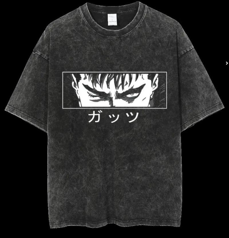 Unisex Hip Hop Men Streetwear Tshirt Washed Black Anime Naruto Graphic T-Shirt Cotton T Shirt Summer Tops Tees Vintage T Shirt