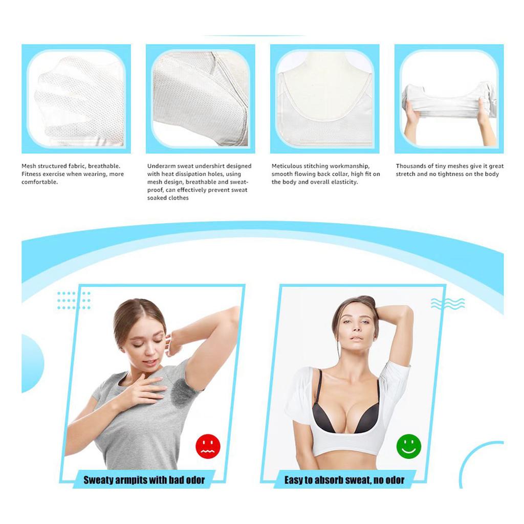 Underarm Sweat Vest Breathable Soft Quick Drying Armpit Sweat Pads Shirt for Women Girls Ladies White L