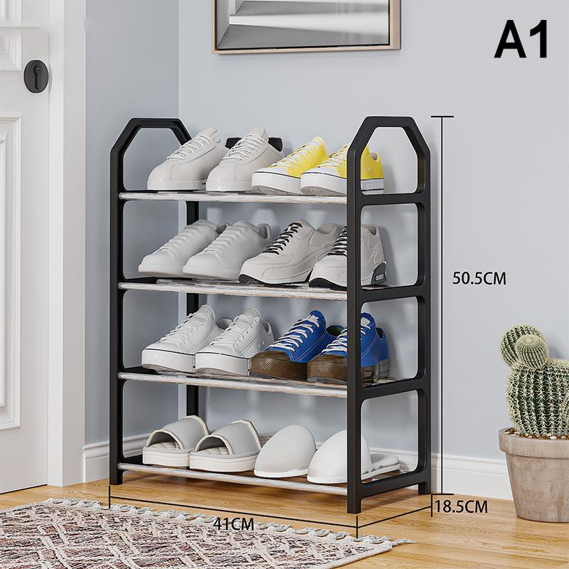 Creative Simple Assembly Shoe Rack Steel Tube 4-Layer Solid Color Assembly Home Shoe Rack For Porch Living Room Storage Rack