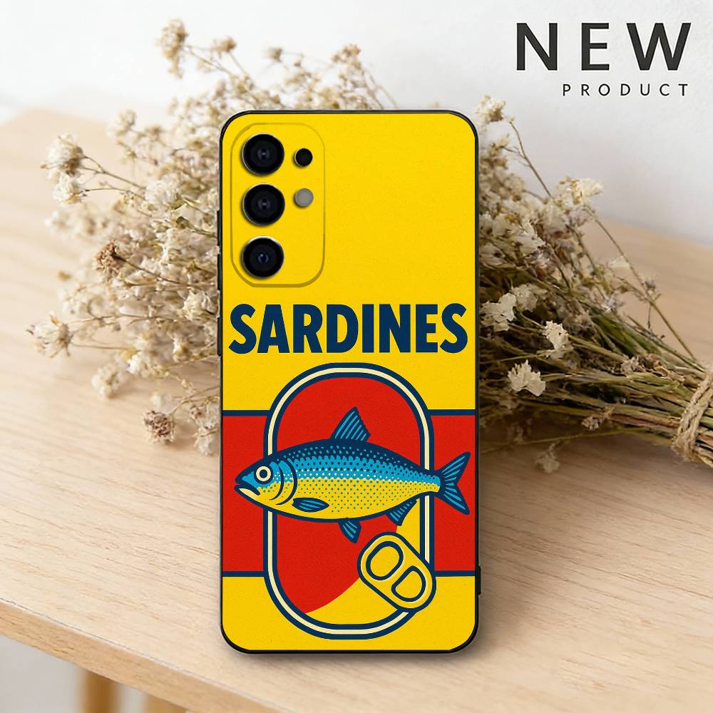 Sardines Fish Art Phone Case For Samsung S26,25,24,23,22,21,20,30,Ultra,Plus,Fe,Lite Black Shell