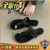 Set of toe flip-flops women's summer wear fashion 2025 flat bottom clip toe Internet celebrity sandals sandals beach shoes tide
