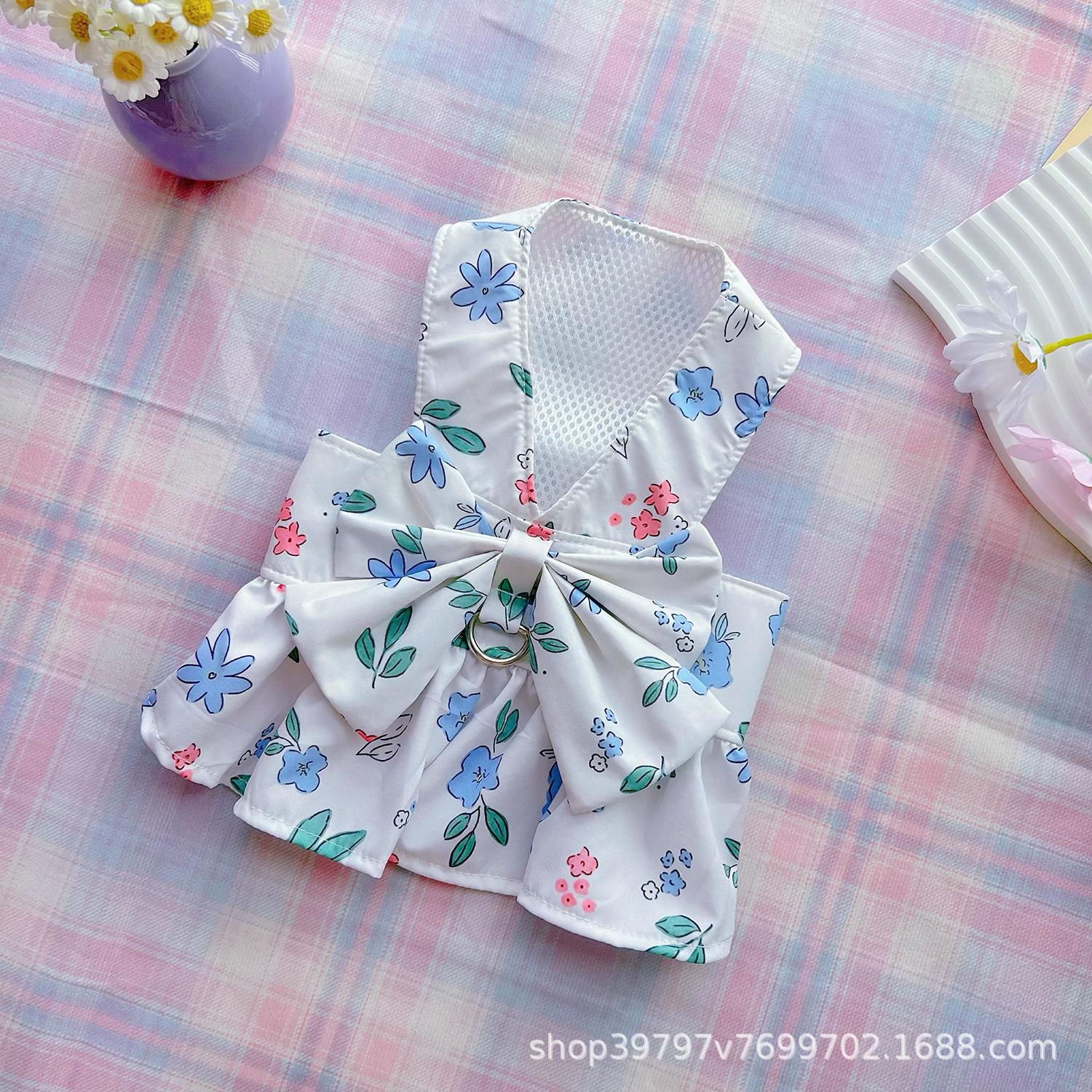 

Ретро цветочный нагрудник спина юбка домашний питомец собака кошка одежда весенне-летние и осенние модели выйти на прогулку дышащая собака бишон 2XL