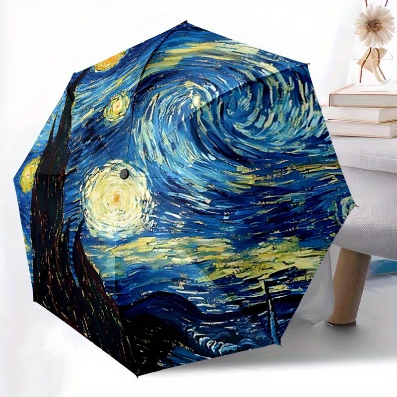 1pc Starry Night Sky, Automatic Open/close Folding Umbrella, Compact Portable Travel Umbrella,Durable Construction Yy250814123
