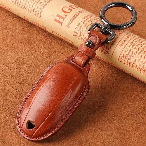 Car Sticker Tesla Fit For Tesla Model 3 S Y Model3 ModelY ModelS 2018-2023 Car Accessories Fashion Key Leather Case KeyChain Aut