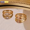 Horse Eye Zircon Seal Ring Colorful Hypoallergenic 316L Stainless Steel Decoration 18K Gold Plated Jewelry
