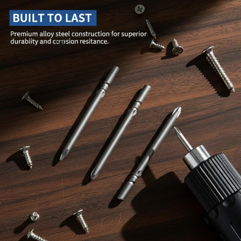 60mm S2 Steel Electric Screwdriver Bit Set Multiple Sizes Tough Material for Woodworking and Electronics