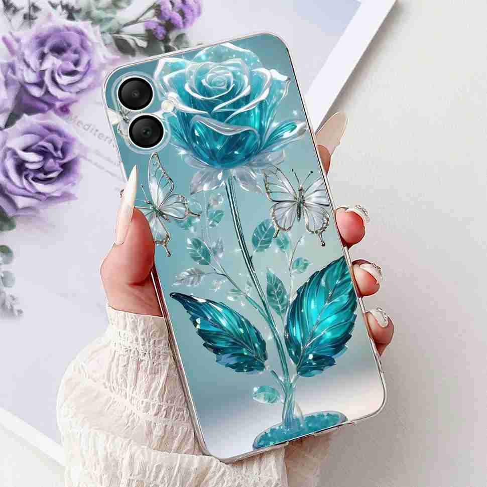 For Samsung A06 4G Case SM-A065F Colorful Flowers Soft Silicone Back Cover Phone Cases For Samsung Galaxy A06 A05 Bumper