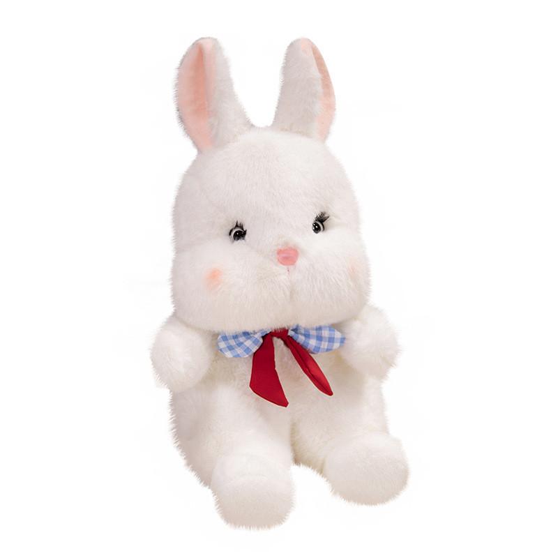 Rabbit Tie Bow Plush Toy Cartoon Stuffed Animal Doll Cute Kids Birthday Gift