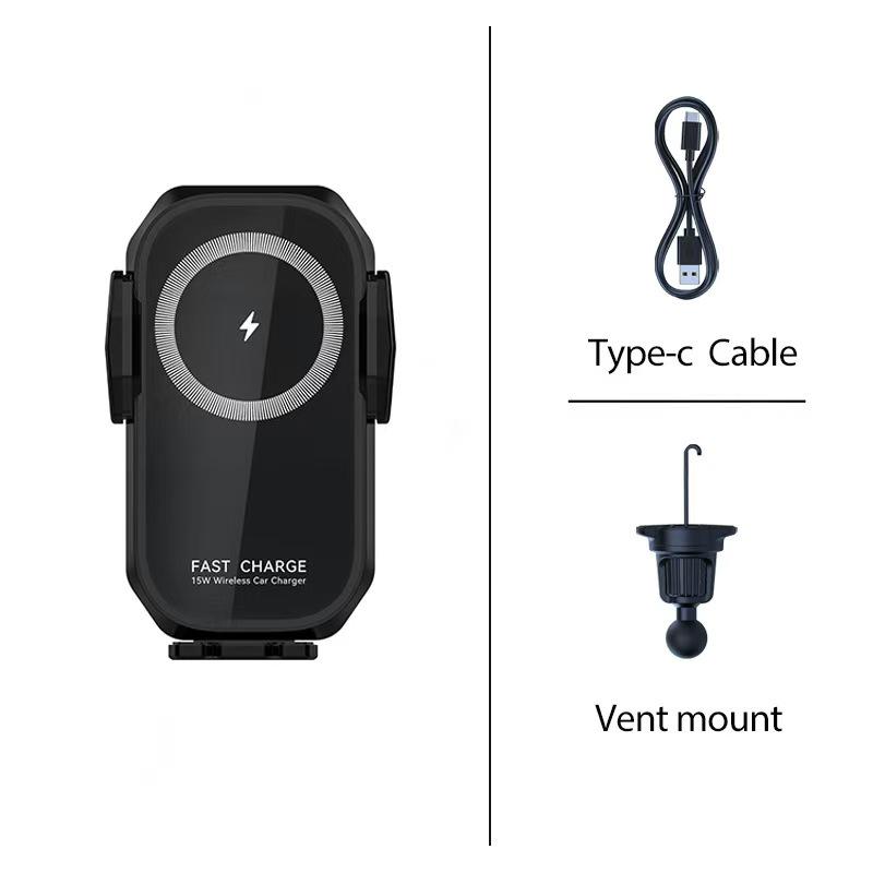 15W Wireless Car Charger & Automatic Phone Holder Mount