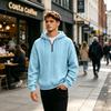 Men's Knit Hoodie with Half Zip Long Sleeve Loose Fit Casual
