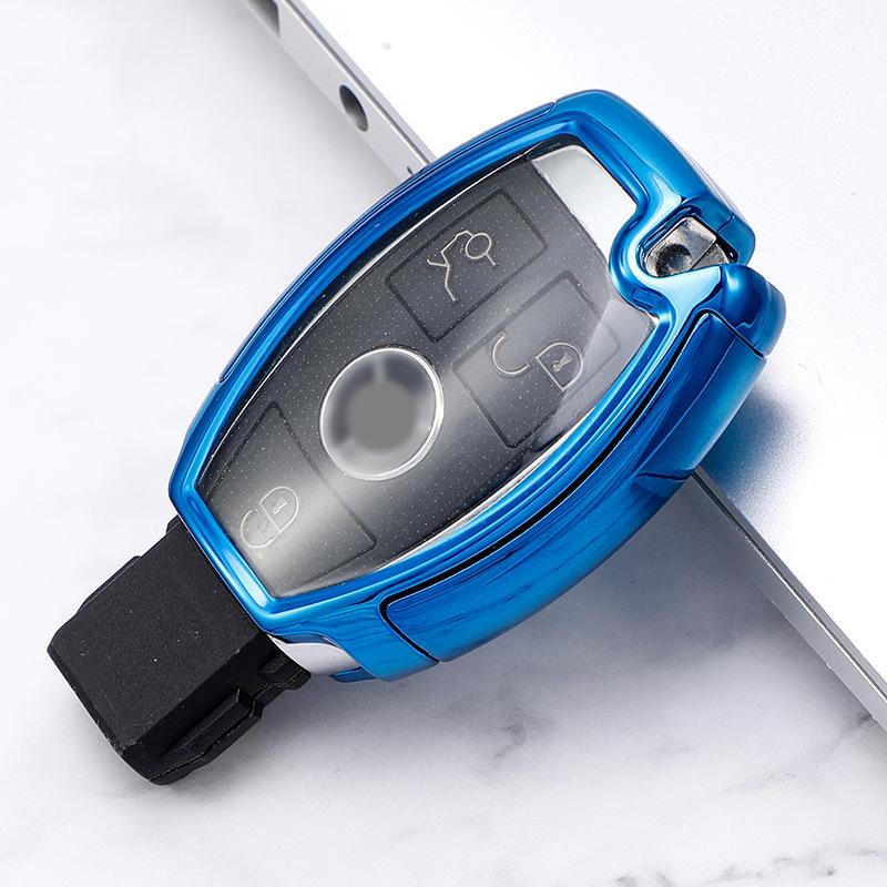 Good Quality TPU+PC Car Key Case Cover Key Holder Chain Ring For Mercedes Benz W203 W210 W211 W124 W202 W204 AMG