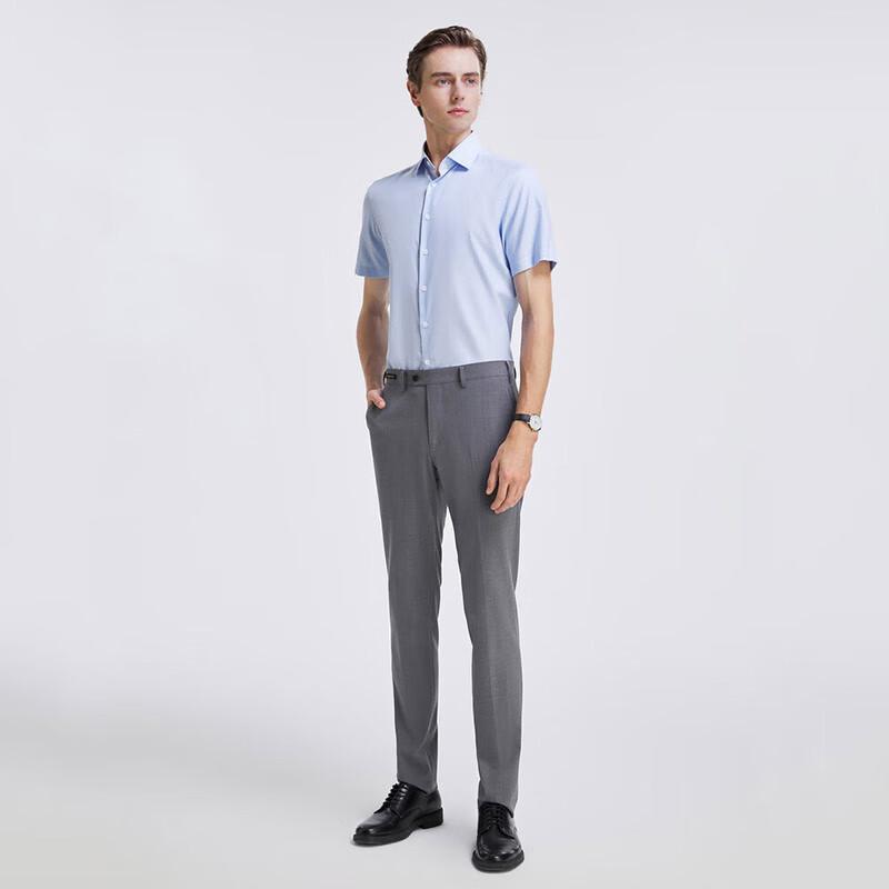 YOUNGOR Men s Easy Care Slim Fit Striped Short Sleeve Shirt 41