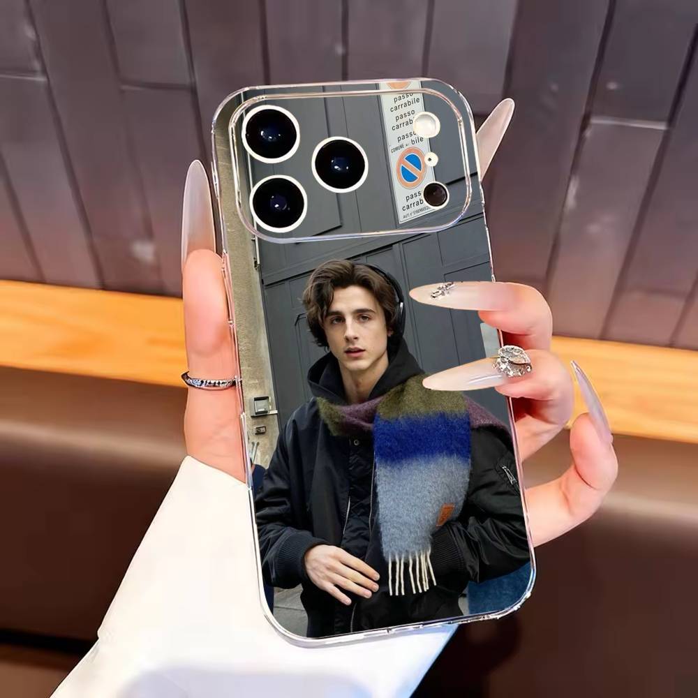 Timothee Chalamet Phone Case For iPhone17,16,15,14,13,12,11 Plus,Pro Max Soft Transparent Cover