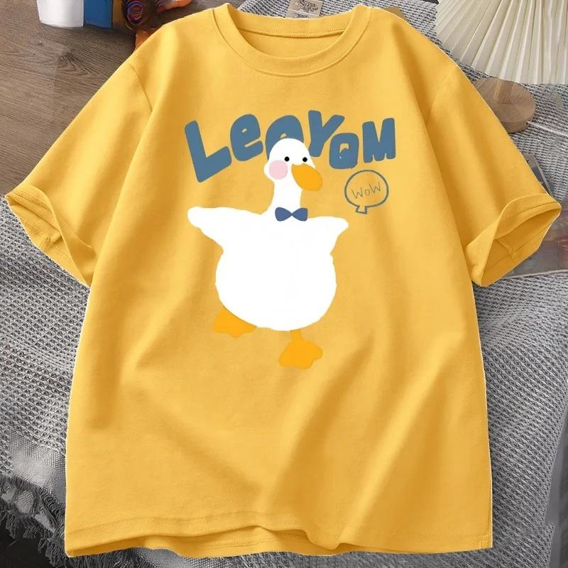 Funny Duck T-shirt Summer Short Sleeve T Shirt Women Short Sleeve Trendy Round Neck Casual Top Streetwear Clothes
