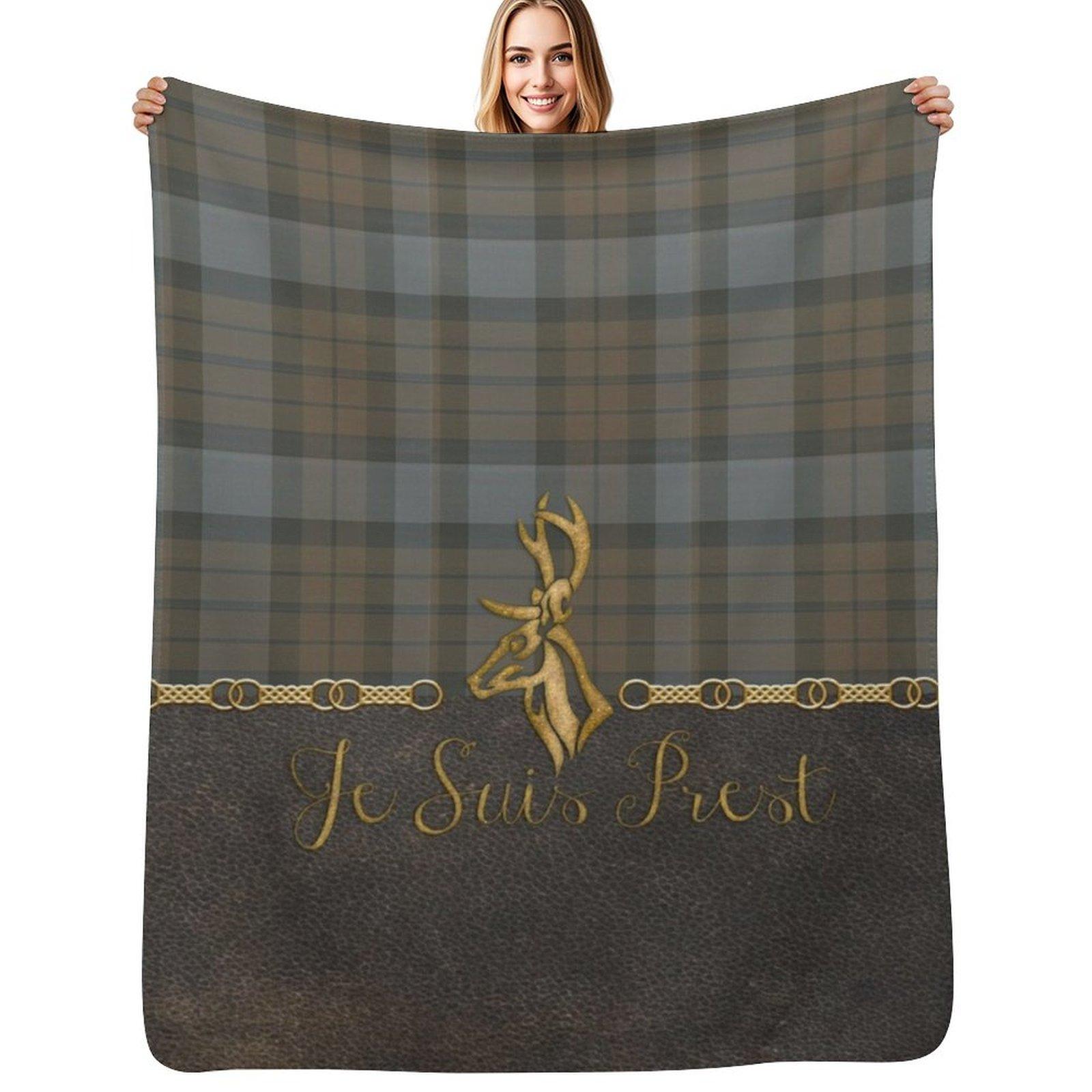 Leather and tartan - Je suis Prest Throw Blanket Camping Luxury Thermal Soft Big Blankets 30x40in