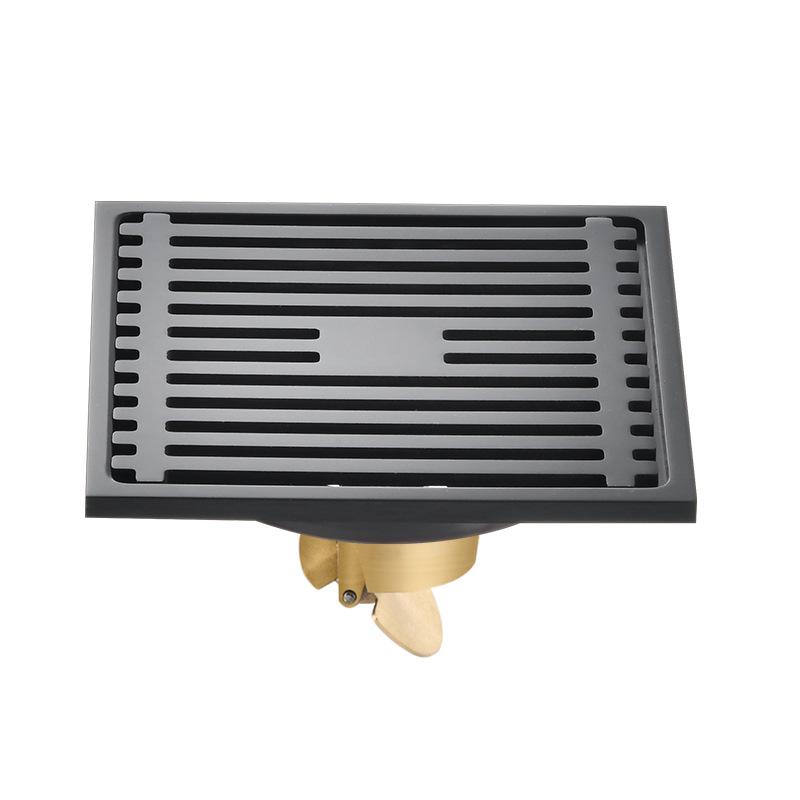 Gunmetal Gray 304 Stainless Steel Odor-Resistant Floor Drain with Copper Core for Shower & Washing Machine.