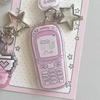 INS Trendy Pixel Cartoon Acrylic Keychain 4 Styles Retro Flip Phone Dolphin Rabbit Pendant for Teen Backpack Decor