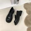 2025 Autumn British Retro Style Single Shoes Small Leather Shoes Feel Platform Loafers Doudou Shoes Early Autumn Black Women's Shoes