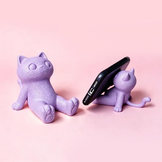 Durable Pla Phone Dock Cute Cat Stand, 3D Printed Lying Desk Holder for Cell Desktop Decor Tablet, Mount Home Office Decor, Gift Lovers Hands
