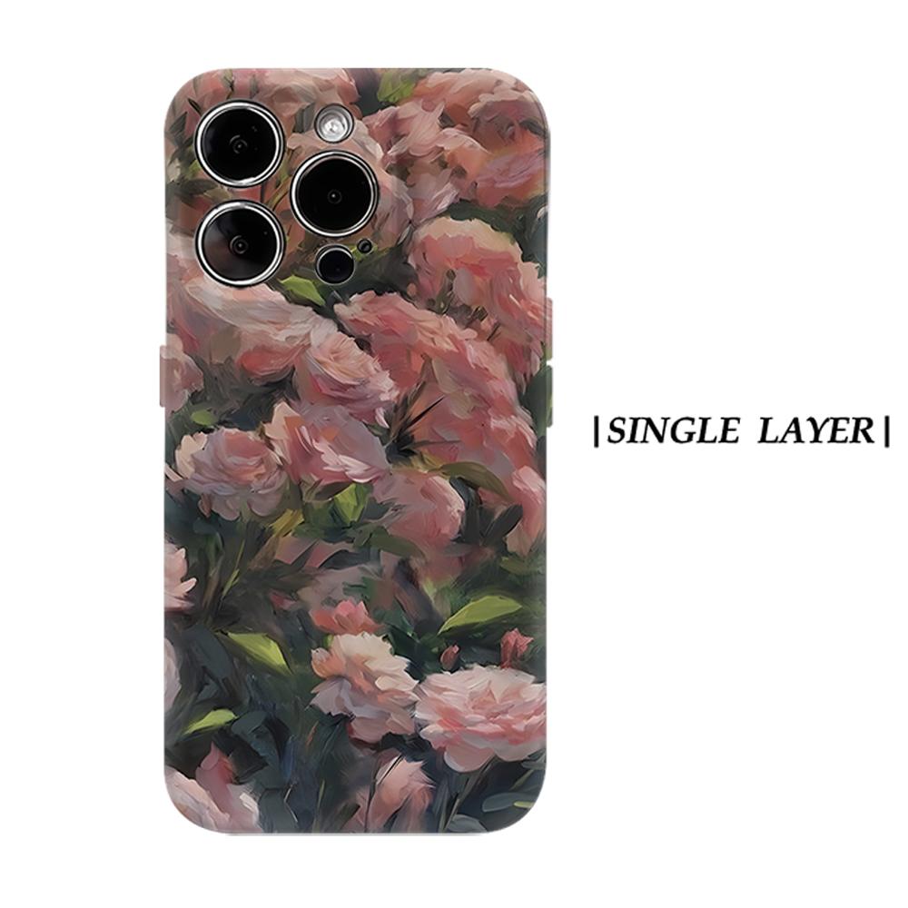 

Oil Painting Rose Garden Phone Case for IPhone 17AIR 16E 16 15 14 13 12 11 17 Pro Max Plus Double-layer Back Cover IPHONE17PROMAX