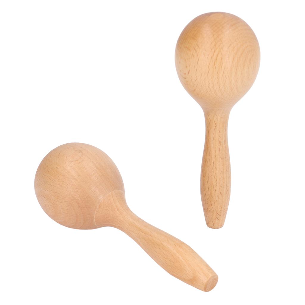 2pcs Maracas Hand Percussion Clear Sound Glossy Appearance 14x5x5cm Beech Wood Material Maracas Instrument for Parties
