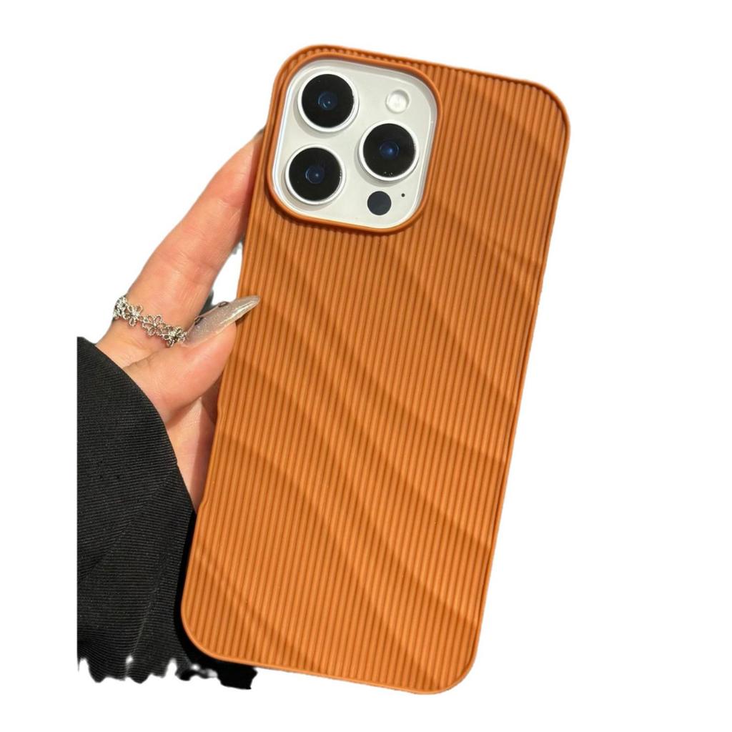 The Cool Corrugated Shell Is Suitable for IPhone16pro Max Mobile Phone Case Solid Color Apple 16/14/13 Simple Style