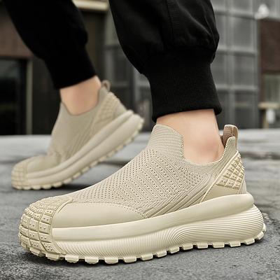 Chaussures Slip-On Protectrices à Embout en Caoutchouc pour Homme Mode Maille Respirante Légères Décontractées Sneakers d'Extérieur Jeunesse Chaussures Durables et Polyvalentes