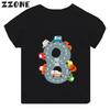 Hot Sale Different Car Print Funny Boys Clothes 1 2 3 4 5 6 7 8 9 Years Birthday Number Cartoon Kids T shirt Baby Girls TShirts