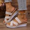 Übergrößen Schuhe für Damen 36-43 Sommer 2026 Modische Slip-on Plateau Keilabsatz Sandalen Bequeme Rutschfeste Flache Sandalen Damenschuhe