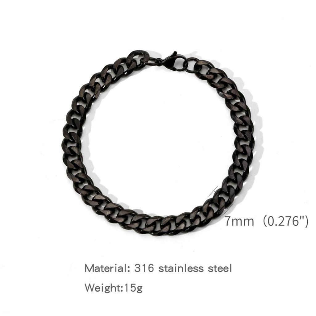 316 Stainless Steel Chain Bracelet 5mm Width Lightweight Durable Link Chain for Men and Women Unisex Simple Design Adjustable Length